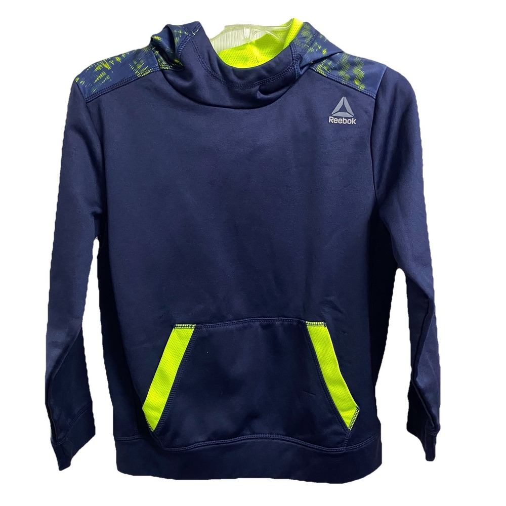 Reebok Boys Pull-Over Blue/Yellow Hoodie Sweatshirt‎ Polyester Sz.M 10-12 EUC